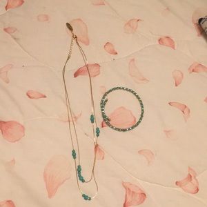 Plunder Blue and Gold Necklace and Bracelet Set